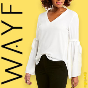 Wayf Blouse Bell Sleeved Tie Strap Top Small